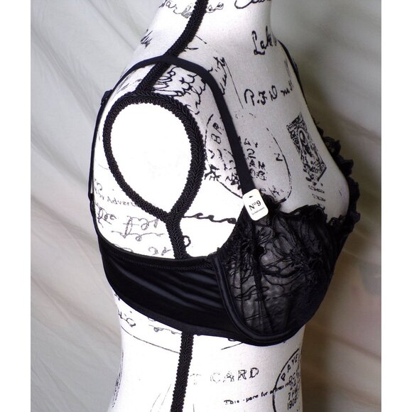 🆕ETAM Amaryllis Embroidered Underwire Demi Sheer Lace Bra 36D Black - Picture 8 of 10